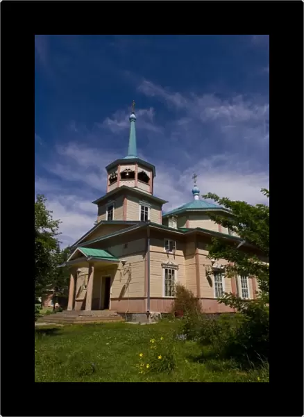 Old wooden Russian Orthodox church in Listvyanka near Irkutsk in Siberia Russia