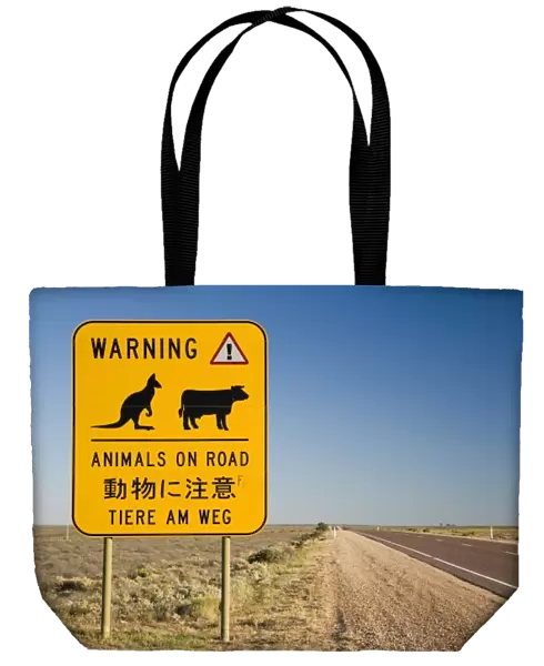 Animals on Road Warning Sign, Stuart Highway near Port Augusta, Outback, South Australia