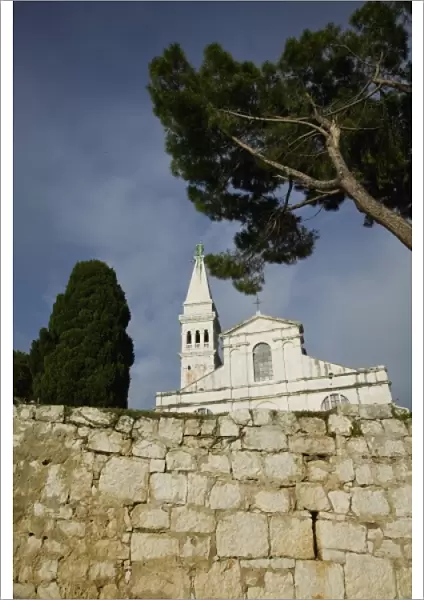 Croatia, Istria, ROVINJ. Cathedral of St. Euphemia and Tower (b. 1736-largest baroque