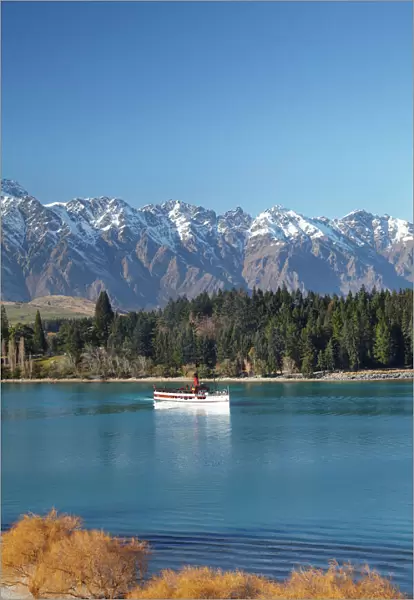 TSS Earnslaw, The Remarkables and Lake Wakatipu, Queenstown, South Island, New Zealand