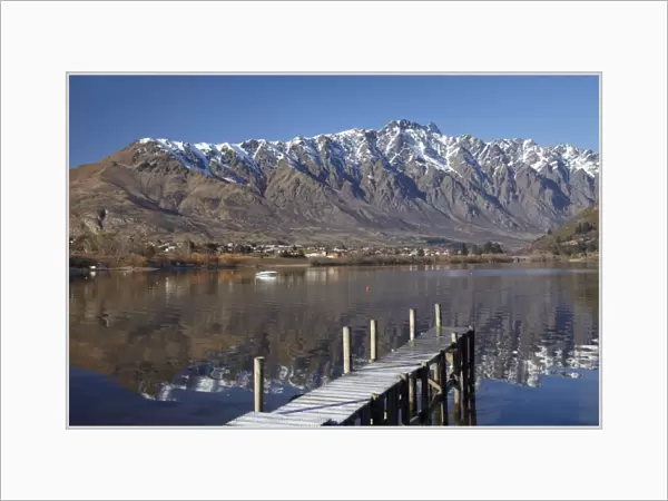Jetty, and The Remarkables, Reflected in Lake Wakatipu, Queenstown, South Island