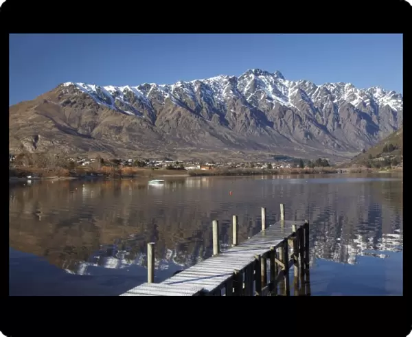 Jetty, and The Remarkables, Reflected in Lake Wakatipu, Queenstown, South Island