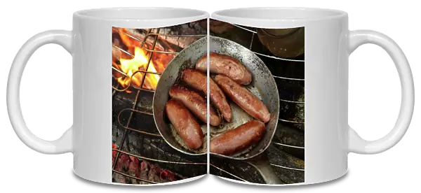 Cooking sausages on a campfire, Central Otago, South Island, New Zealand