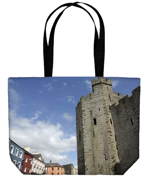 Europe, Wales, Caernarfon. Caernarfon Castle, unique polygonal towers. THIS IMAGE