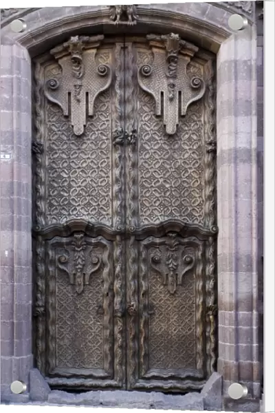Mexico, San Miguel de Allende. Carved wooden set of doors