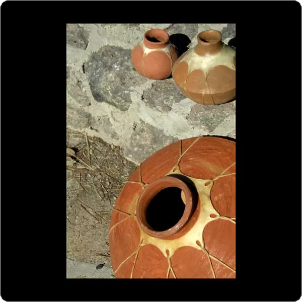Mexico, State of Chihuahua, Copper Canyon. Typical Tatahumara Indian pottery. THIS