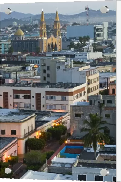 Mexico, Sinaloa State, Mazatlan. Old Mazatlan & Cathedral  /  Dawn