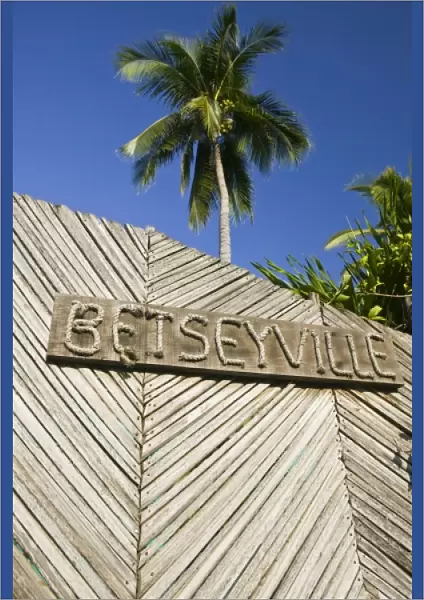 Mexico, Guerrero, Barra de Potosi. Entrance to Betseyville, resort owned and designed