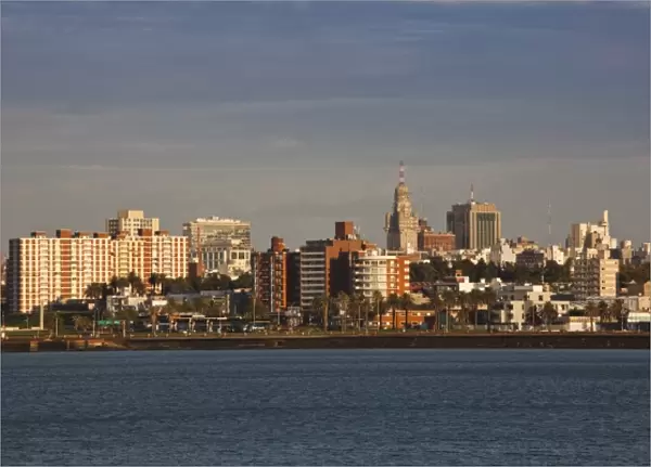 Uruguay, Montevideo Department, Montevideo. Dawn view from La Rambla waterfront