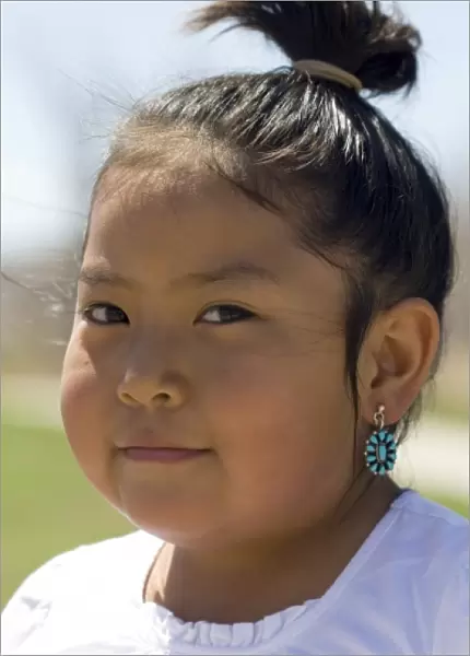 Portrait of a young Navajo Indian girl from Arizona, USA. (MR)