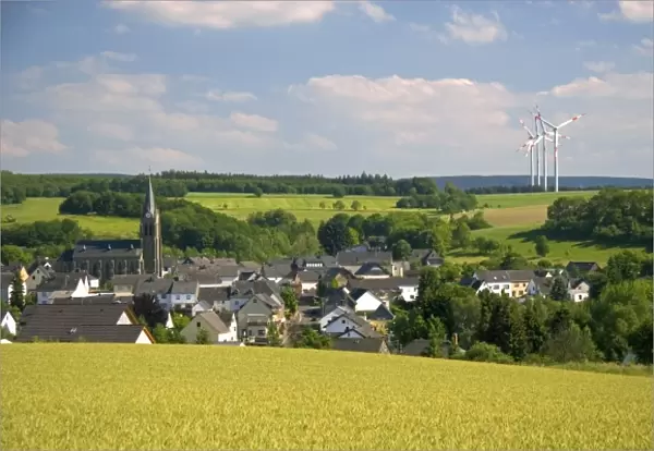 Electricity wind generators near a village in northwest Germany