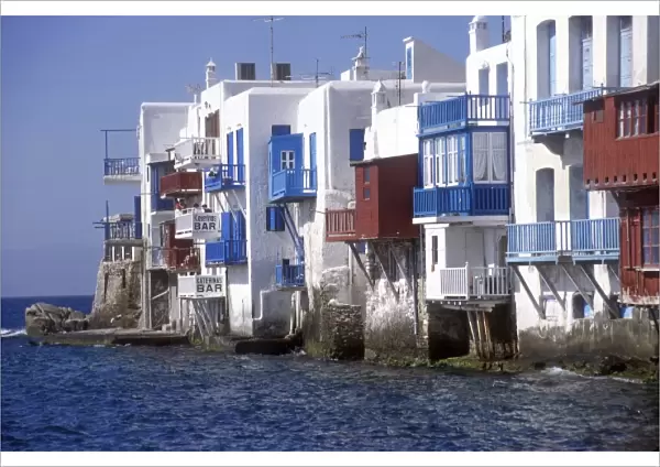 Greece, Mykonos. Outdoor dining and cafes of Little Venice