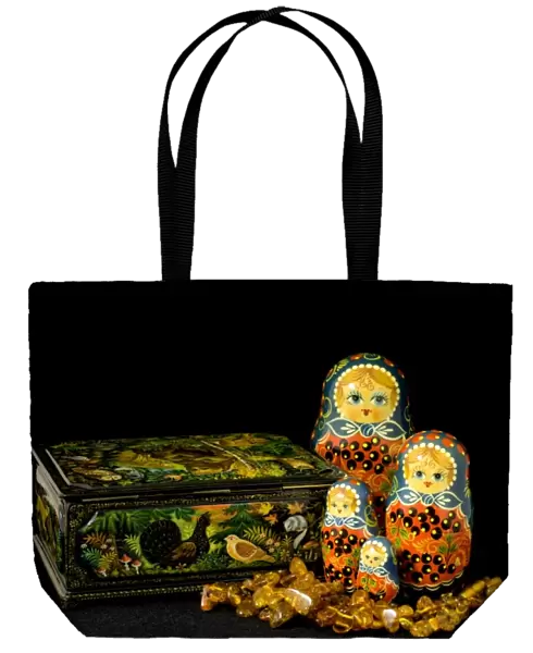 Russia, Russian handicrafts. High quality traditional painted lacquer box, matryoshka