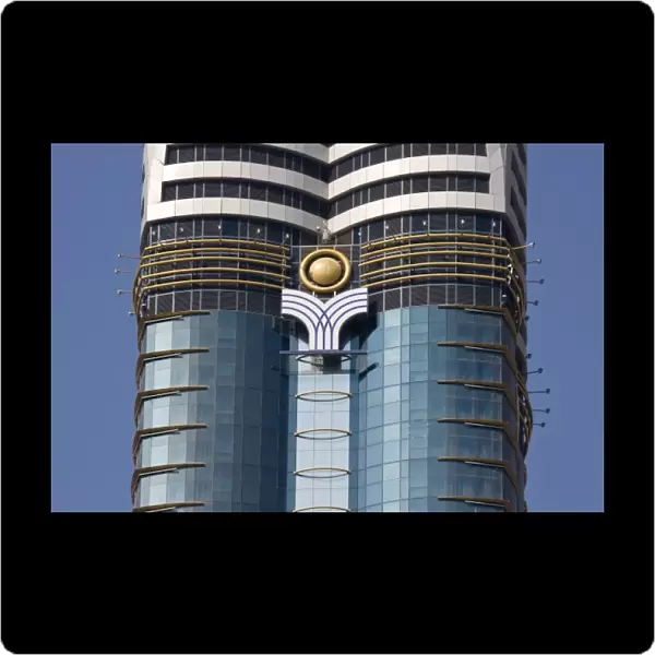 UAE, Dubai. Detail of Rose Tower