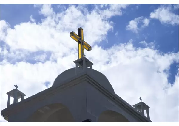 Cross on top of cathedral, Huaripampa (near Huaraz), Peru