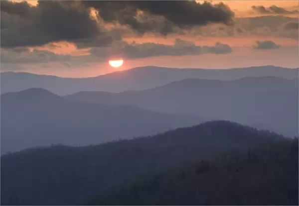 Sunset over the Smoky Mountains, Great Smoky Mountains National Park, Tenessee  /  North Carolina