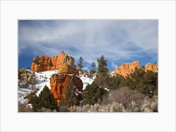 USA, Utah, Bryce National Park. Red Canyon, at the entrance to Bryce National Park, winter