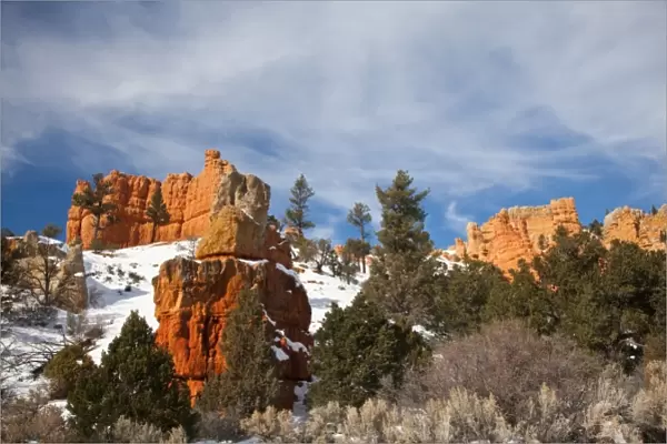 USA, Utah, Bryce National Park. Red Canyon, at the entrance to Bryce National Park, winter
