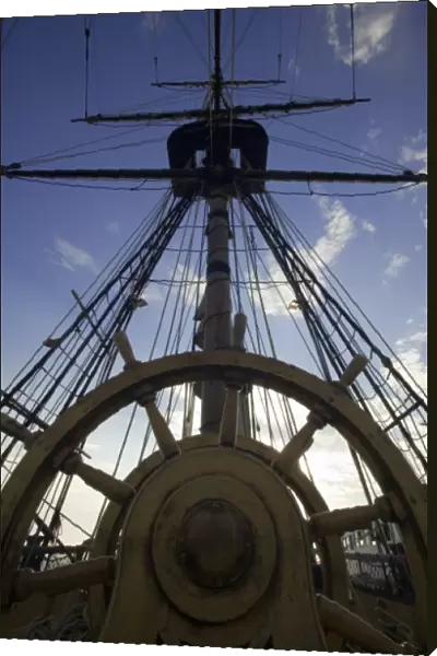 Looking up from the helm, 18th Century Royal Navy Frigate (replica), Maritime Museum of San Diego