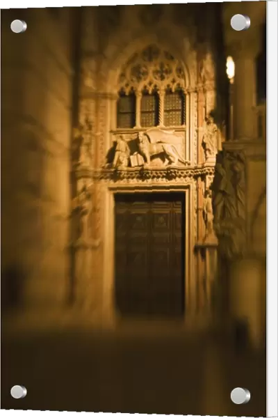 Italy, Venice, Selective Focus of Door and The Palazzo Ducale, or Doges Palace