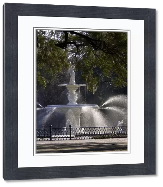 USA, Georgia, Savannah, Forsythe Park fountain, historic district