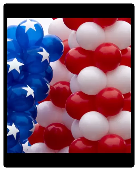 USA, Indiana, Carmel. Patriotic balloons displayed on 4th of July