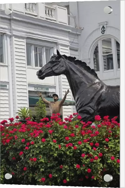 Paddock area and statue of Pat Day, a famous jockey, Churchill Downs, Louisville