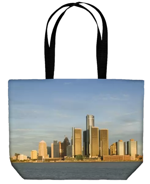 USA, Michigan, Detroit: City Skyline & Renaissance Center and General Motors World