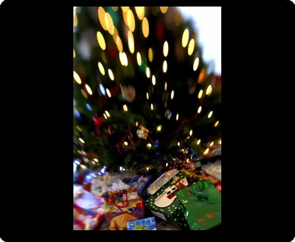 Holiday still life. Christmas tree, blur. Property released