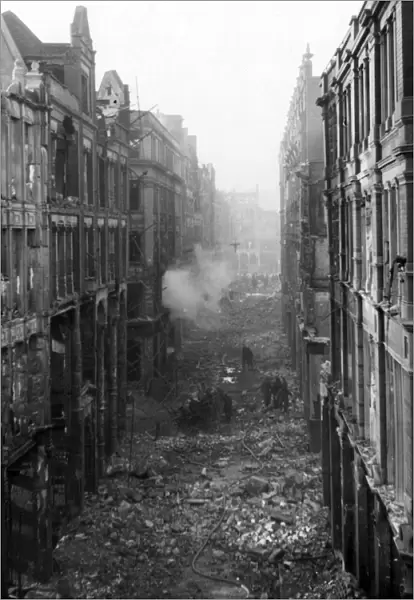 Bomb damage in Jewin Street, City of London, WW2
