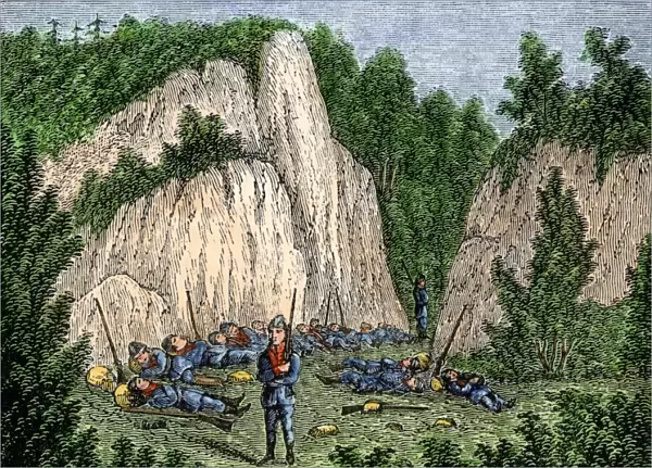 Connecticut militia camped during the Pequot War