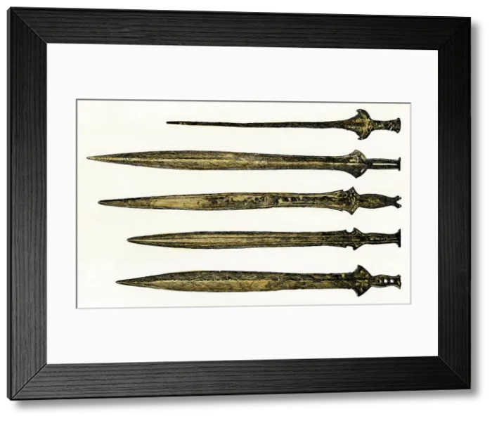 Framed Print : Celtic Bronze Swords Print Framed Print : Celtic Bronze Swords Print