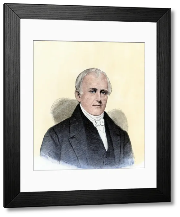 Framed Print : Samuel Slater Print: Hand-colored Woodcut Framed Print : Samuel Slater Print: Hand-colored Woodcut