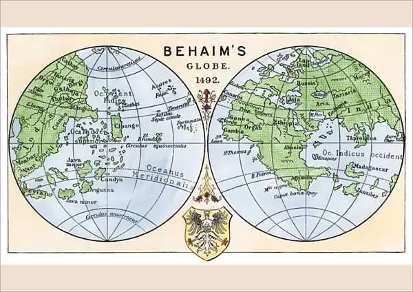 Behaims 1492 globe showing a round Earth but no New World