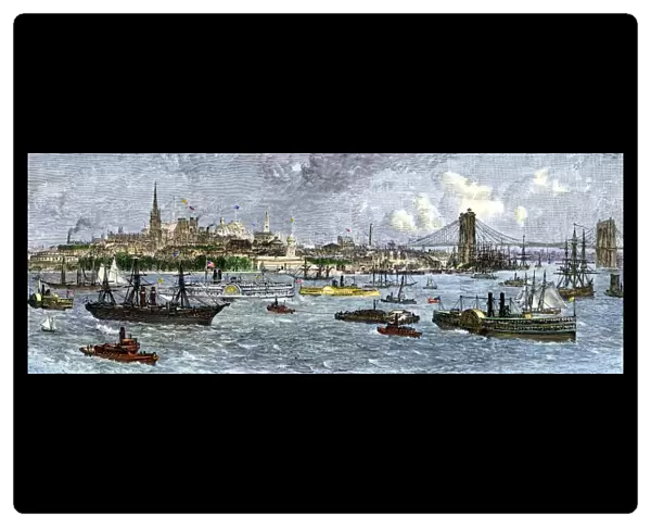 Busy New York harbor, 1880s