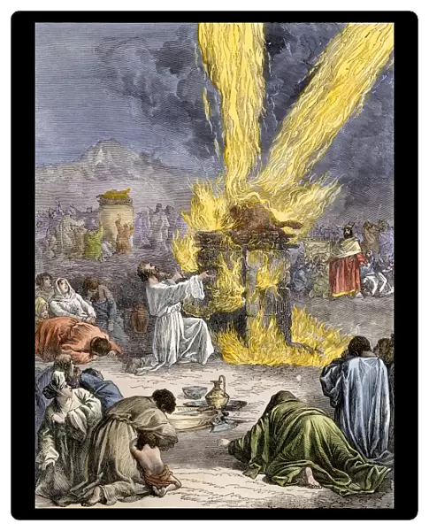 Elijah demonstrating the power of the Hebrew god