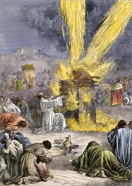 Elijah demonstrating the power of the Hebrew god