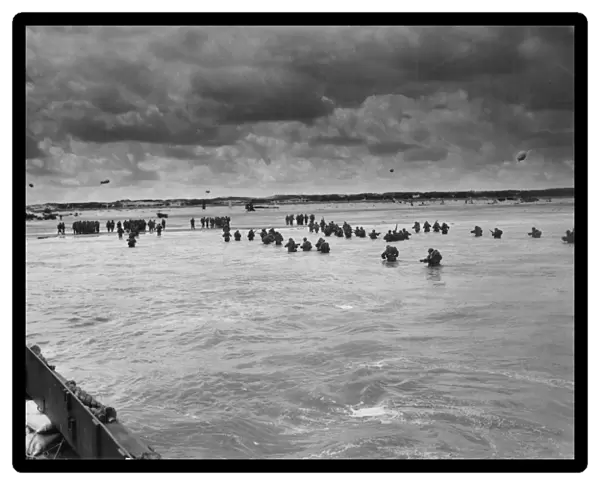 American troops wading ashore at Utah Beach during the invasion of Normandy, 6 June 1944