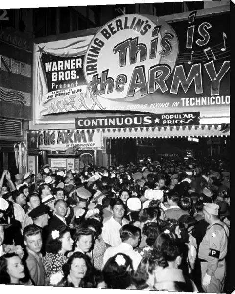 The world premiere of This is the Army at the Hollywood Theatre, Broadway, New York City, 1943