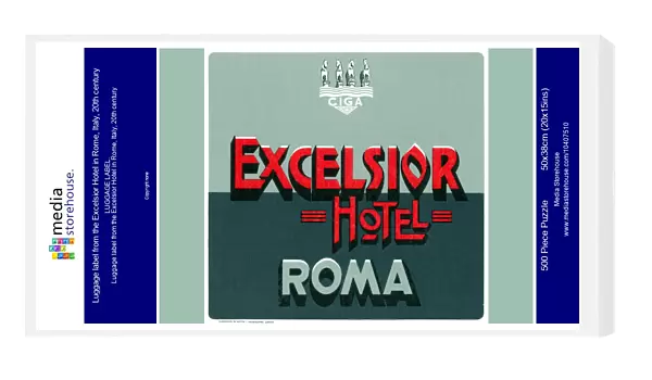 Luggage label from the Excelsior Hotel in Rome, Italy, 20th century
