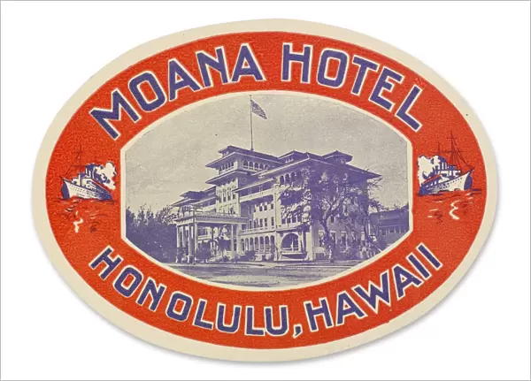 Luggage label from the Moana Hotel in Honolulu, Hawaii, 20th century