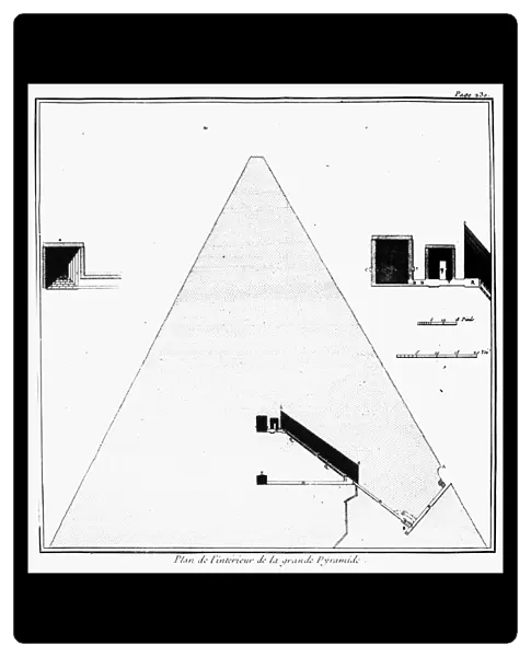 Diagram of the interior of the great pyramid of Kheops at Giza from Benoit de Maillets Description de l Egypte, 1735