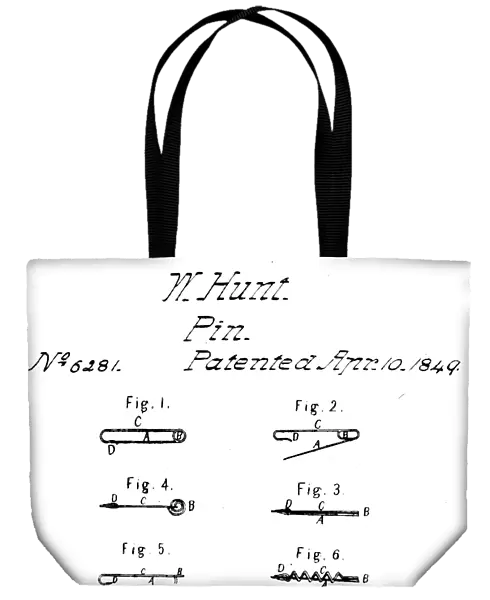 Walter Hunts patent drawing for his safety pin, 1849