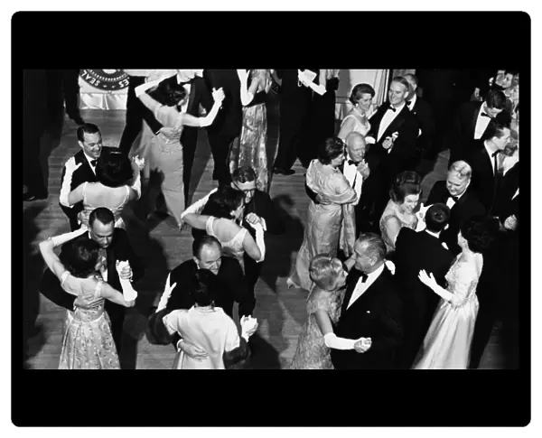 (1908-1973). 36th President of the United States. Johnson (lower right) at his inaugural ball, 20 January 1965