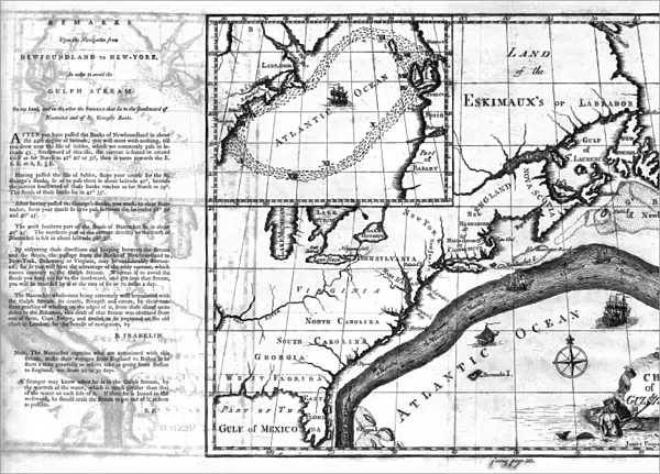 A chart of the east coast of America and the Gulf Stream, printed by Benjamin Franklin, 1786