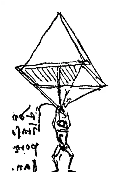 Sketch of a parachute, c1485, by Leonardo da Vinci