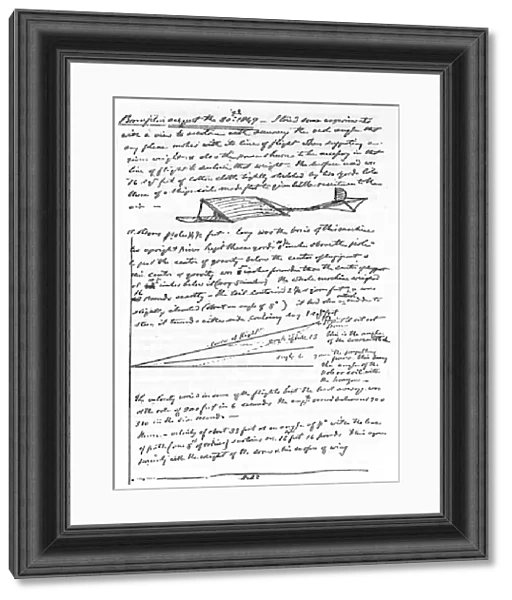 Sir George Cayley (1773-1857). English pioneer of aviation. Cayleys notes and sketches of glider experiments made in the summer of 1849