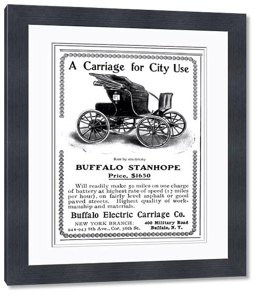 AUTOMOBILE AD, 1903. Advertisement for the Buffalo Stanhope electric automobile, 1903