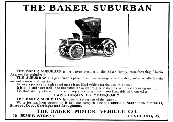 AUTOMOBILE AD, 1906. Advertisement for The Baker Suburban electric automobile, 1906