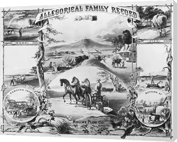 ADVERTISEMENT: PLOW, 1881. Allegorical Family Record